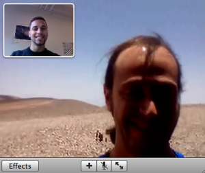 My colleague Herve Bouy and myself talking by video chat before our observing run