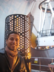 I am posing in front of WIRCAM, the IR large FOV prime focus camera (see the weird design of the enclosure. We called it the "disco ball")