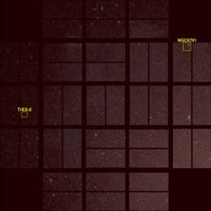 This image from NASA's Kepler mission shows the telescope's full field of view -- an expansive star-rich patch of sky in the constellations Cygnus and Lyra stretching across 100 square degrees, or the equivalent of two side-by-side dips of the Big Dipper. (Image credit: NASA/Ames/JPL-Caltech)