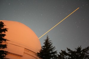 Lick Shane Dome and the Sodium Laser Guide Star (Credit: F. Marchis)