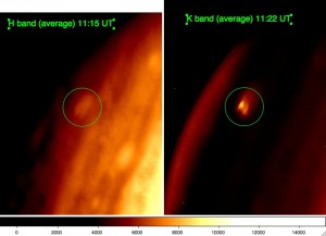 Comparison between H and K band observations. The bright feature is marginally detected in H band but has the same shape