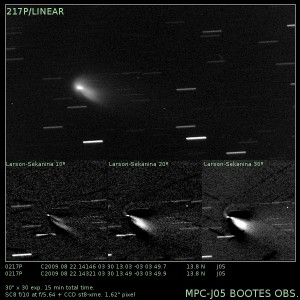 Observation of the comet 217/P Linear taken from J05 Bootes Observatory (Spain)