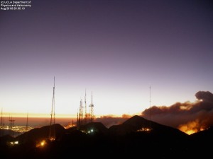 S snap shot of the Mount Wilson Observatory taken at 8:05pm. The wild fire is nearby,