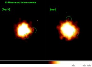 Comparison between the observations taken on Aug 16 and Sept 6. The moonlets are labeled using a green circles.