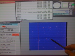 A picture of the field of view of the camera. This small dot corresponds to the light of an asteroid which divorced its companion.