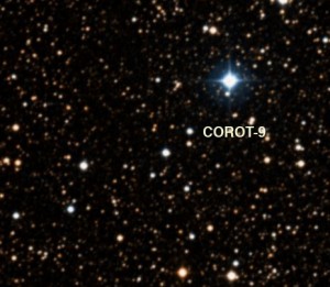 Corot-9, a faint Sun-like star, as seen in the DSS survey.
