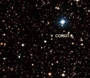 Corot-9, a faint Sun-like star, as seen in the DSS survey.