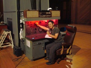 Takayuki Kotani "karoakeing" at the Lick Observatory 36in Great Refractor 