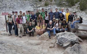 Twenty five students of the SETI Institute REU program on a field trip at Lassen Park.