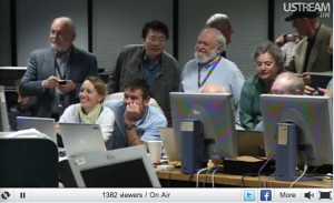 Scientists in the data processing center at JPL. 