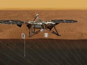 An artist's concept portrays the proposed Geophysical Monitoring Station mission for studying the deep interior of Mars (Credit: NASA/JPL-Caltech)