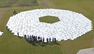 A scale 1 cardboard E-ELT primary mirror made of 798 pieces set up during the Scientific and Technical Committee of ESO, Garching, Germany. Courtesy Markus Kissler-Patig 