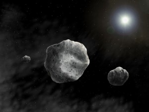 Artistic impression of (93) Minerva and its two 4km moons by Danielle Futselaar