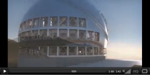 One frame of the 4D2U Project video showing the TMT on the top on Mauna KEa, Hawaii